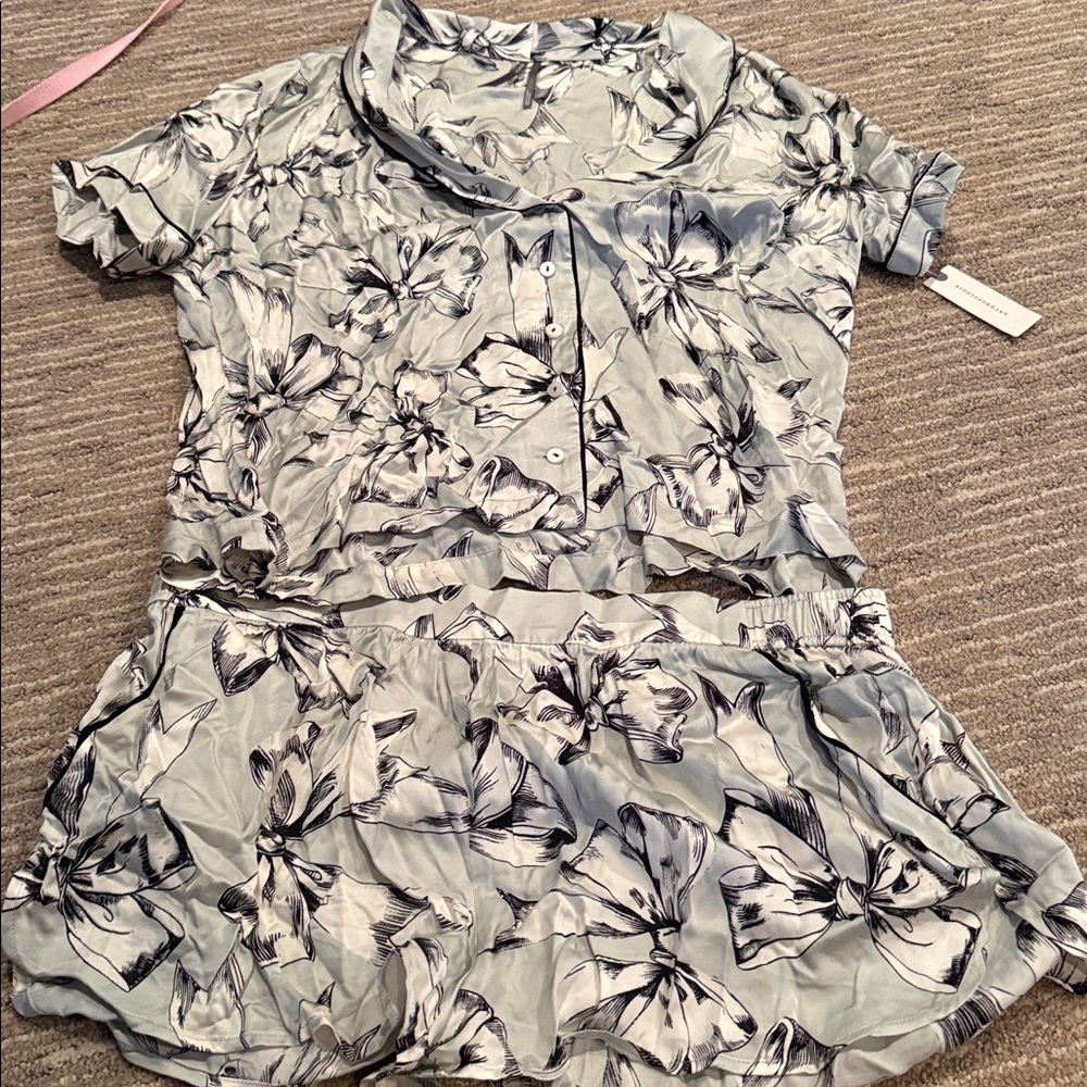 Anthropologie satin bow pajamas